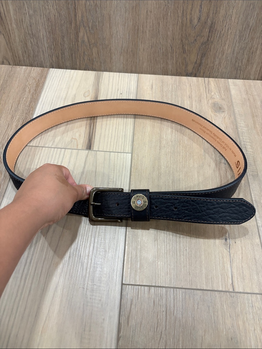 Orvis Bison Black Leather Shotshell Belt size 36